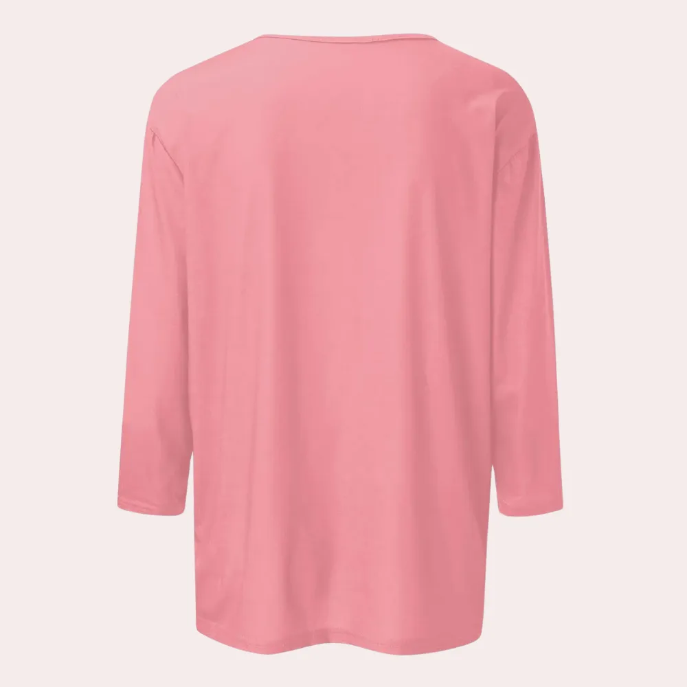 Ladies' 3/4 Sleeve T-Shirt - Casual Cotton Top for Everyday Wear