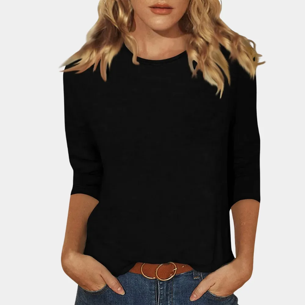 Ladies' 3/4 Sleeve T-Shirt - Casual Cotton Top for Everyday Wear