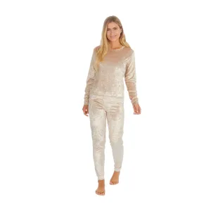 Ladies Velvet Lounge Suit: Cozy Crushed Fleece Pyjamas Set for Winter Comfort