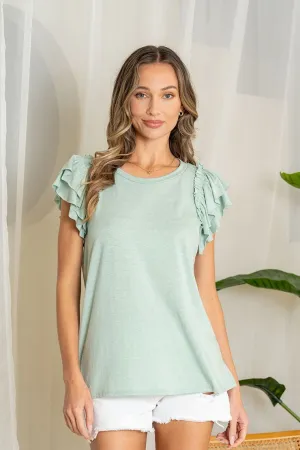Layered Ruffle Sleeve Top