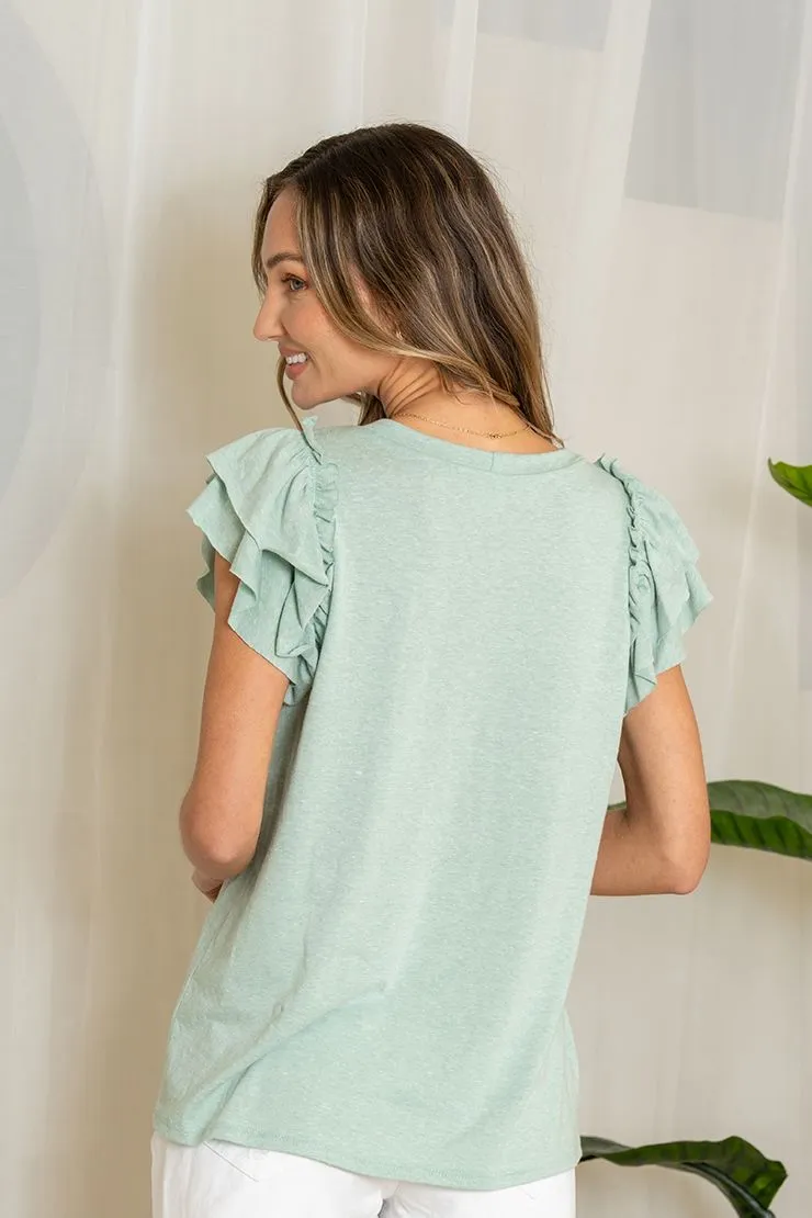 Layered Ruffle Sleeve Top