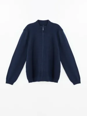 LCW Kids

Gray Melange Stand Collar Textured Boy's Knitwear Cardigan