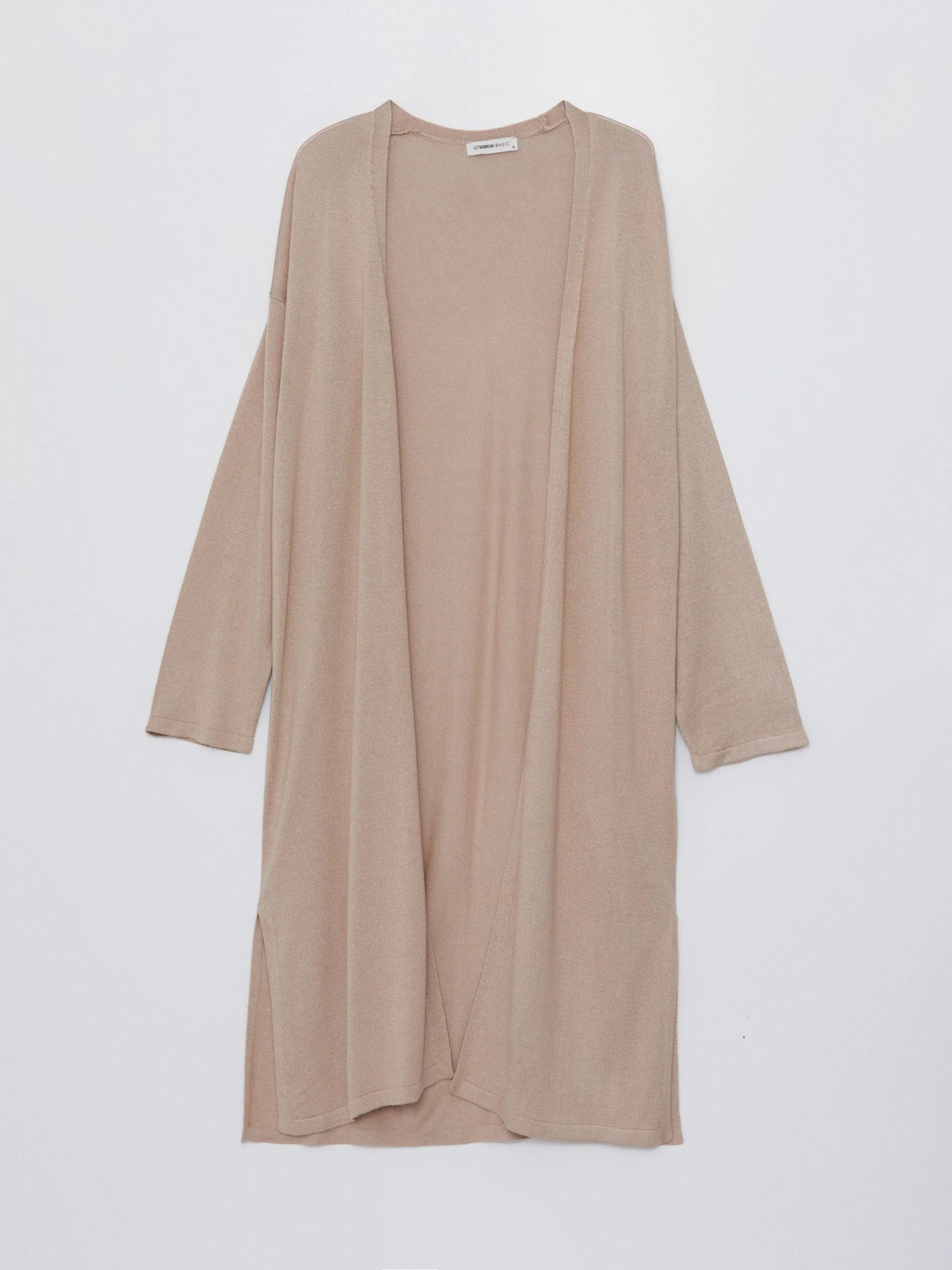Lcwaikiki Basic Beige Shawl Collar Plain Long Sleeve Women'S Knitwear Cardigan