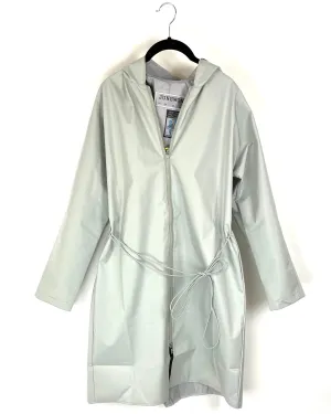 Light Gray Long Raincoat With Bungee Belt - Size 2/4, 6/8, 8/10 and 10/12