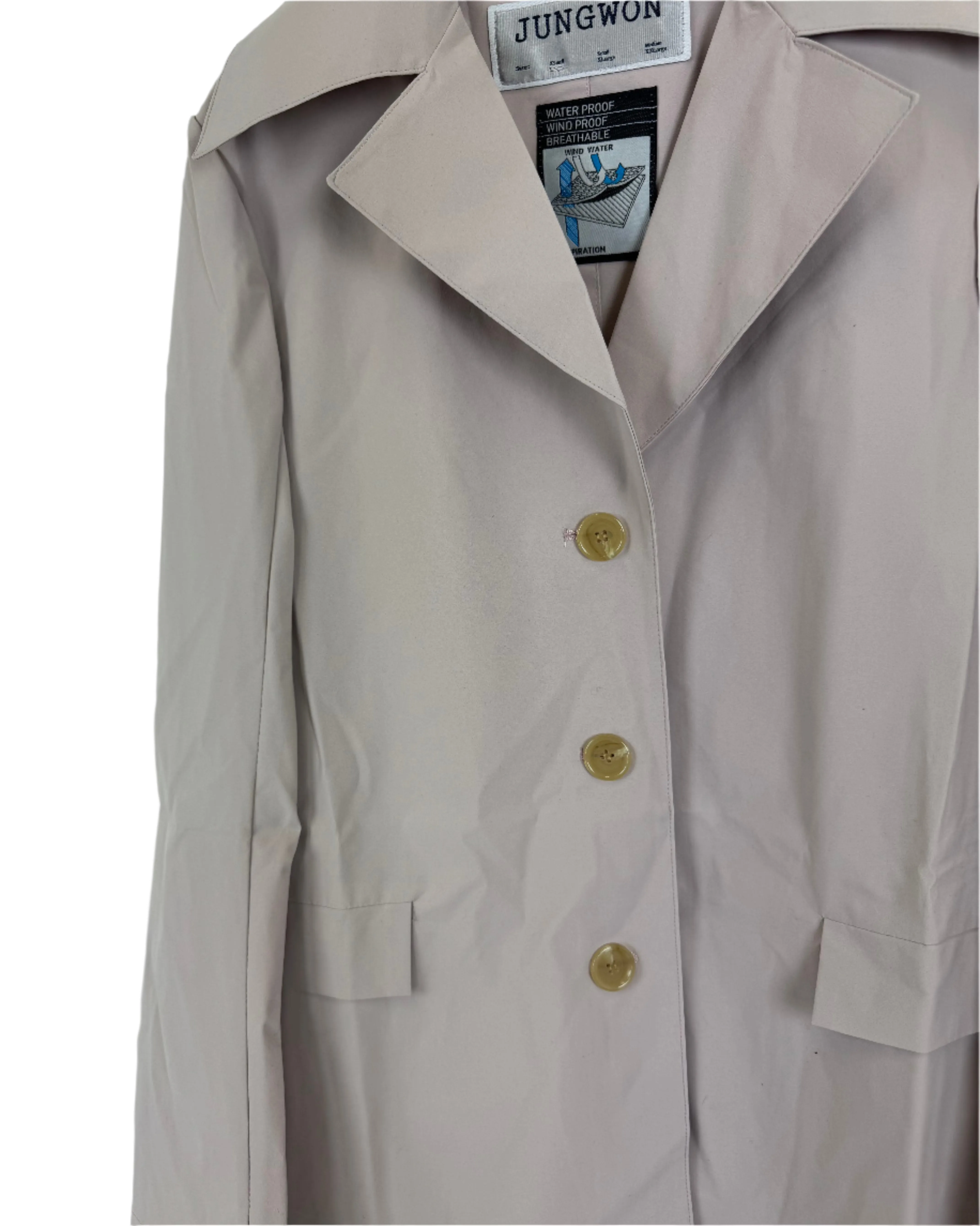 Light Mauve Button Down Raincoat - Size 0 - 6