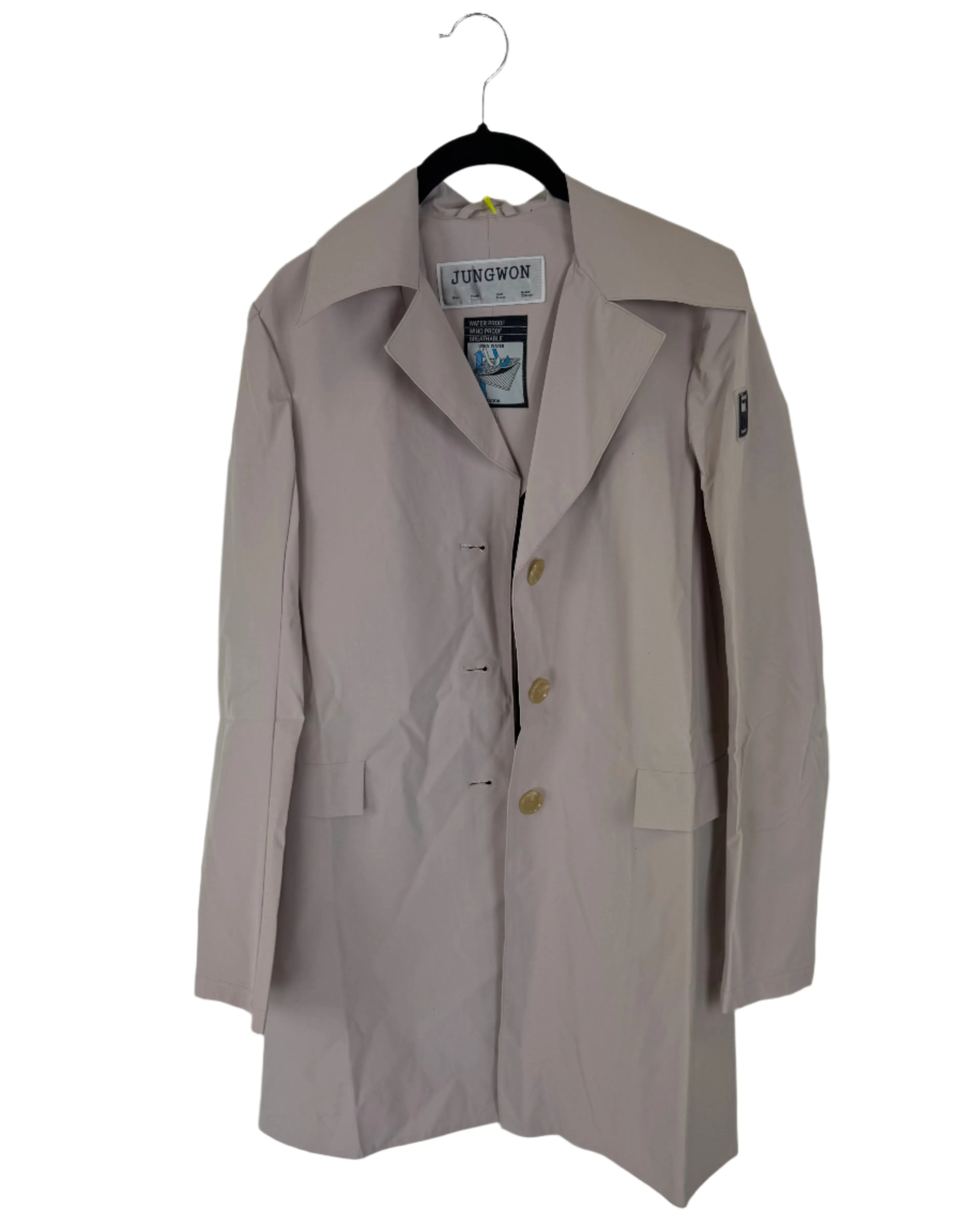 Light Mauve Button Down Raincoat - Size 0 - 6