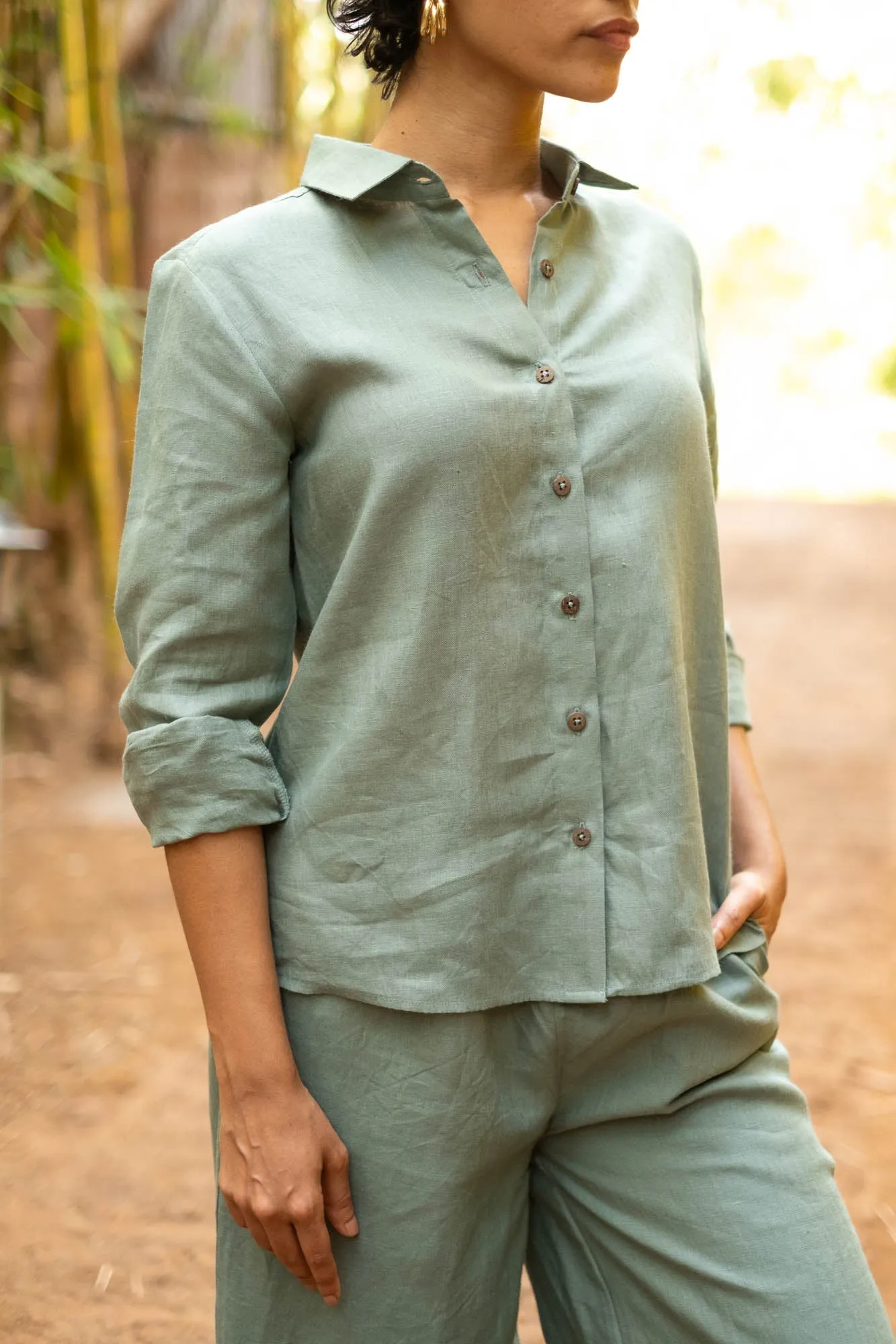 Linen Co-ord Set with Day Shirt and Oversized Pants