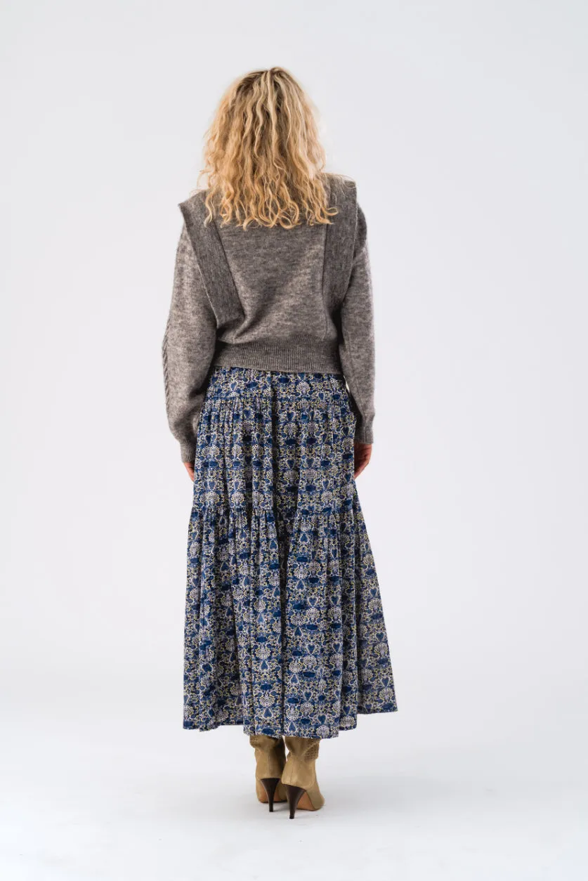 Lollys Laundry Sunset Maxi Skirt - Blue Print