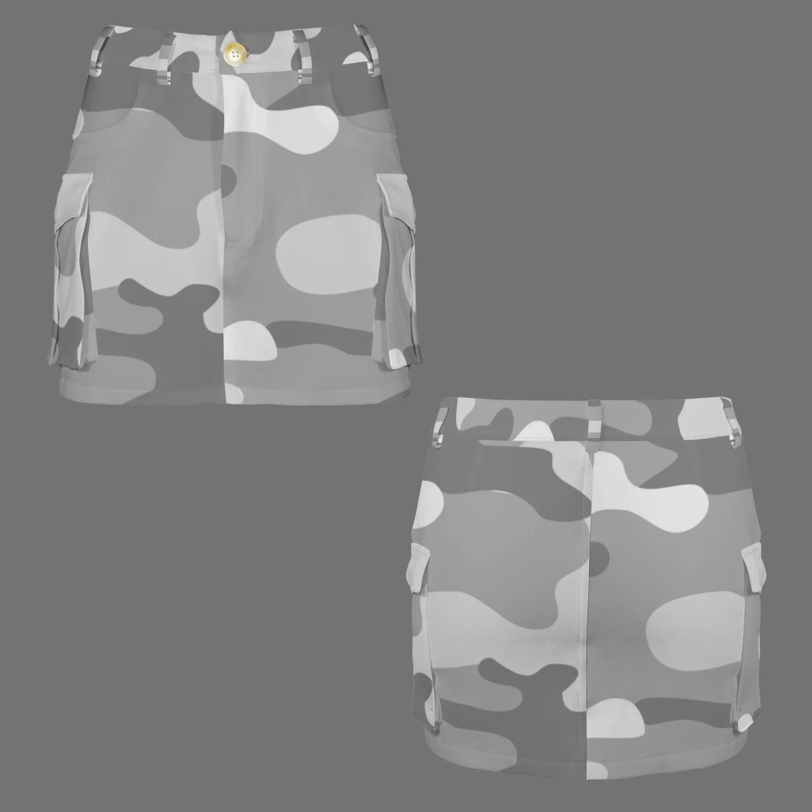 Low Waist Button Pocket Cargo Mini Skirt