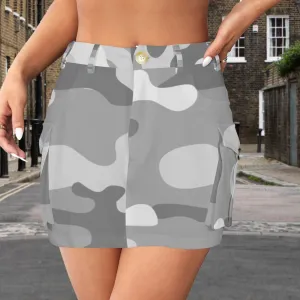Low Waist Button Pocket Cargo Mini Skirt