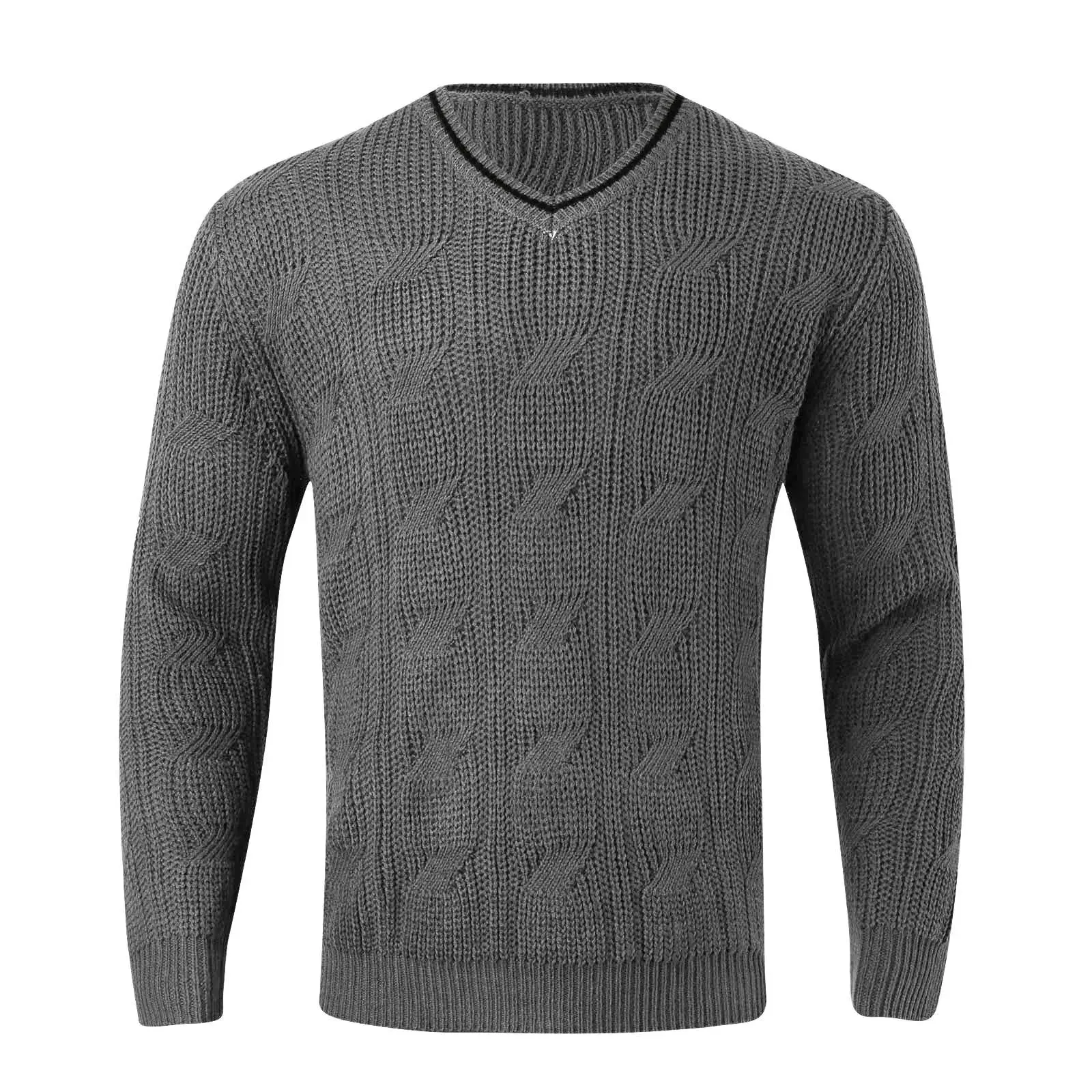 Luca Cable Knit V-Neck Sweater
