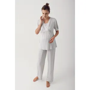 Lycra Maternity Pajamas Set/ Gri