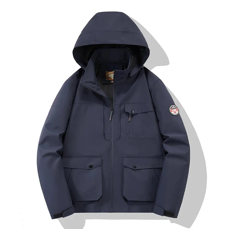 Man New Multiple Pockets Leisure Jacket Spring Autumn Outdoors Windproof Waterproof Lightweight And Thin Ventilation Motion Coat