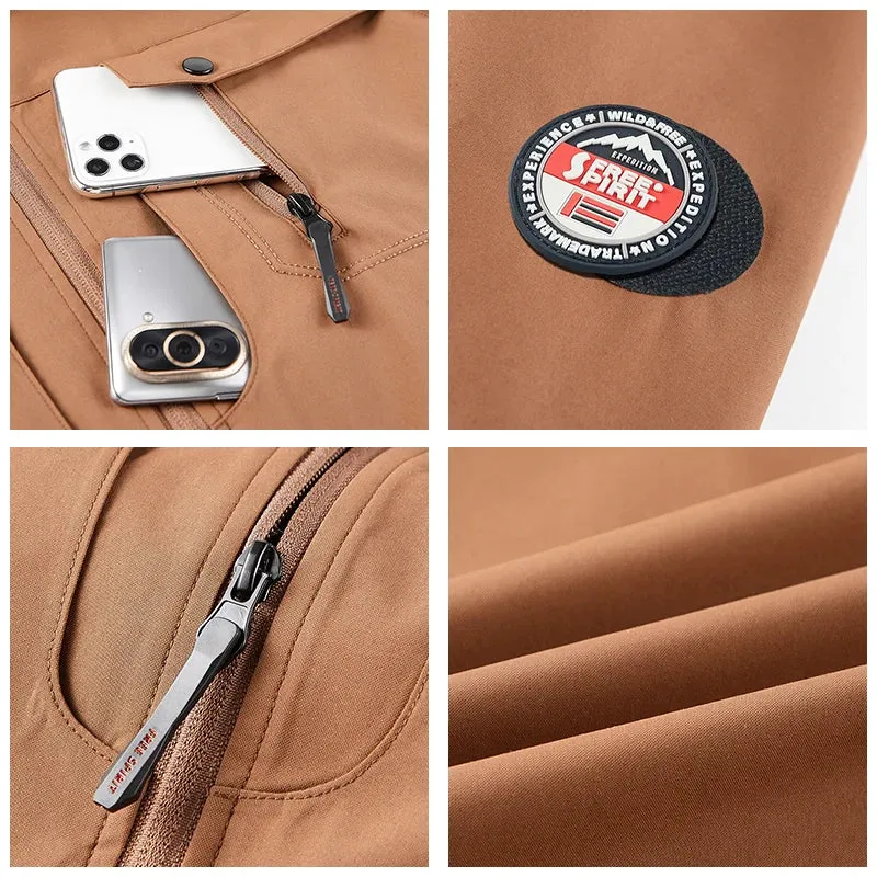 Man New Multiple Pockets Leisure Jacket Spring Autumn Outdoors Windproof Waterproof Lightweight And Thin Ventilation Motion Coat