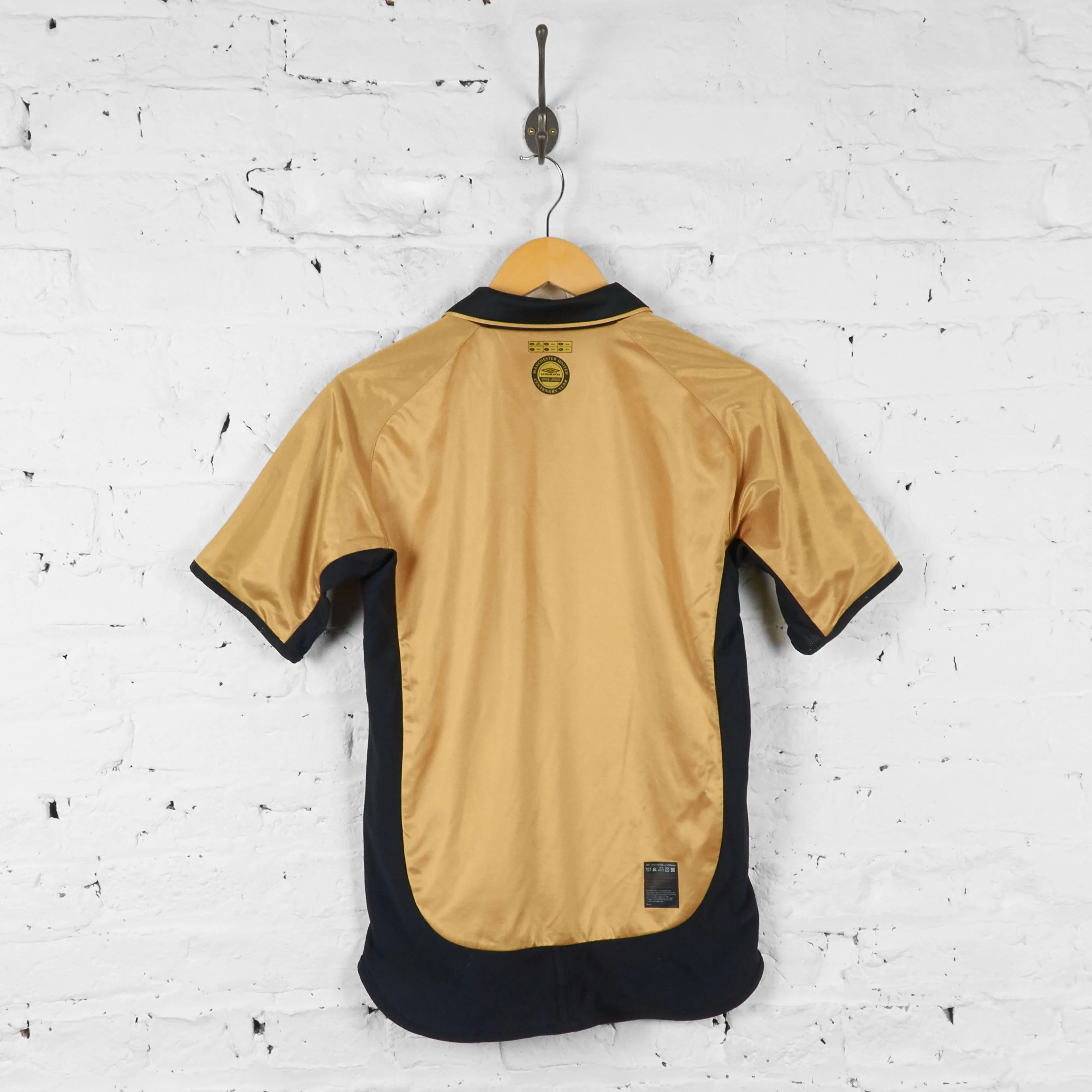 Manchester United 2001 Centenary Away Football Shirt - White/Gold - S