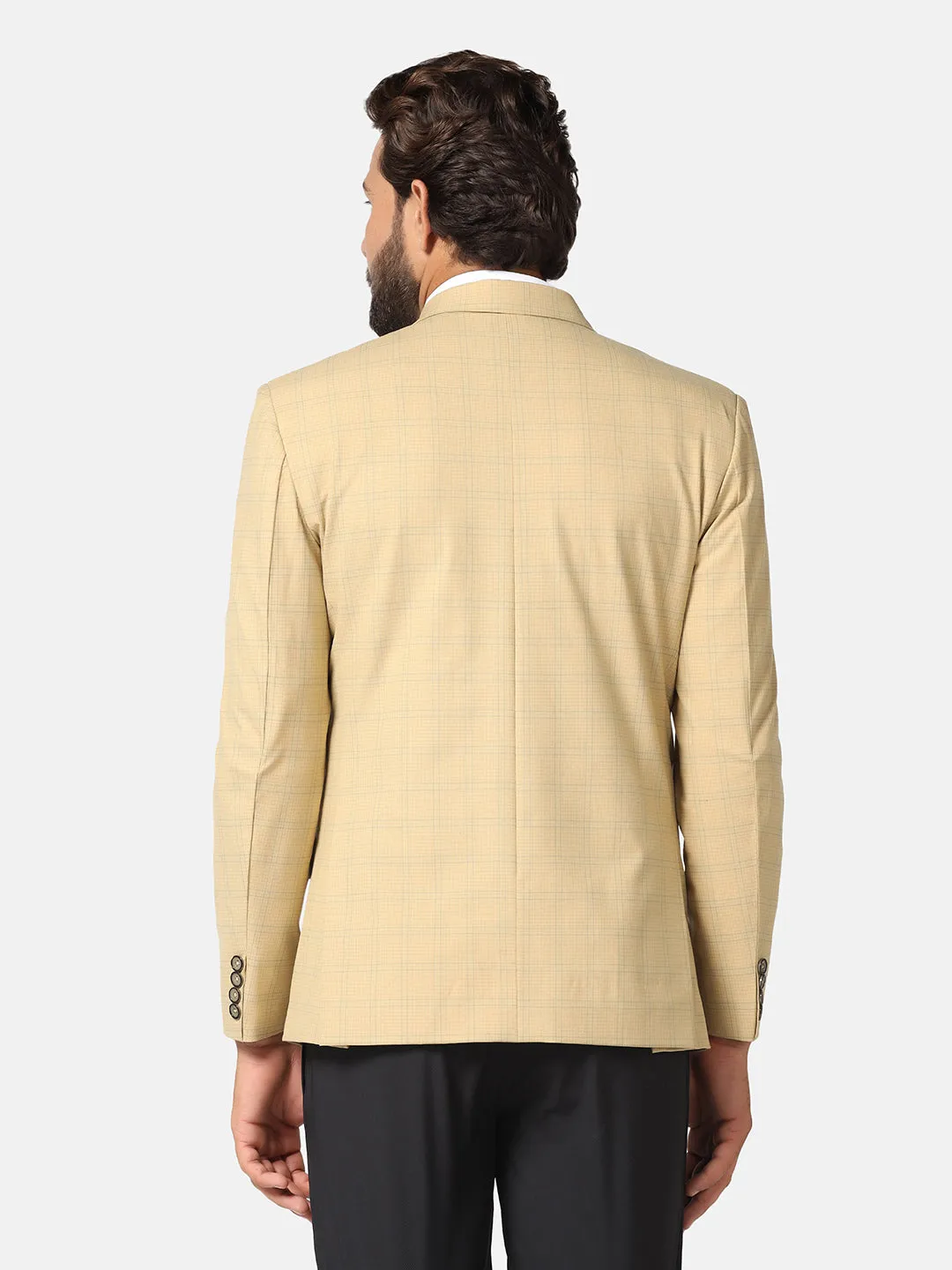 Men Beige Check Blazer