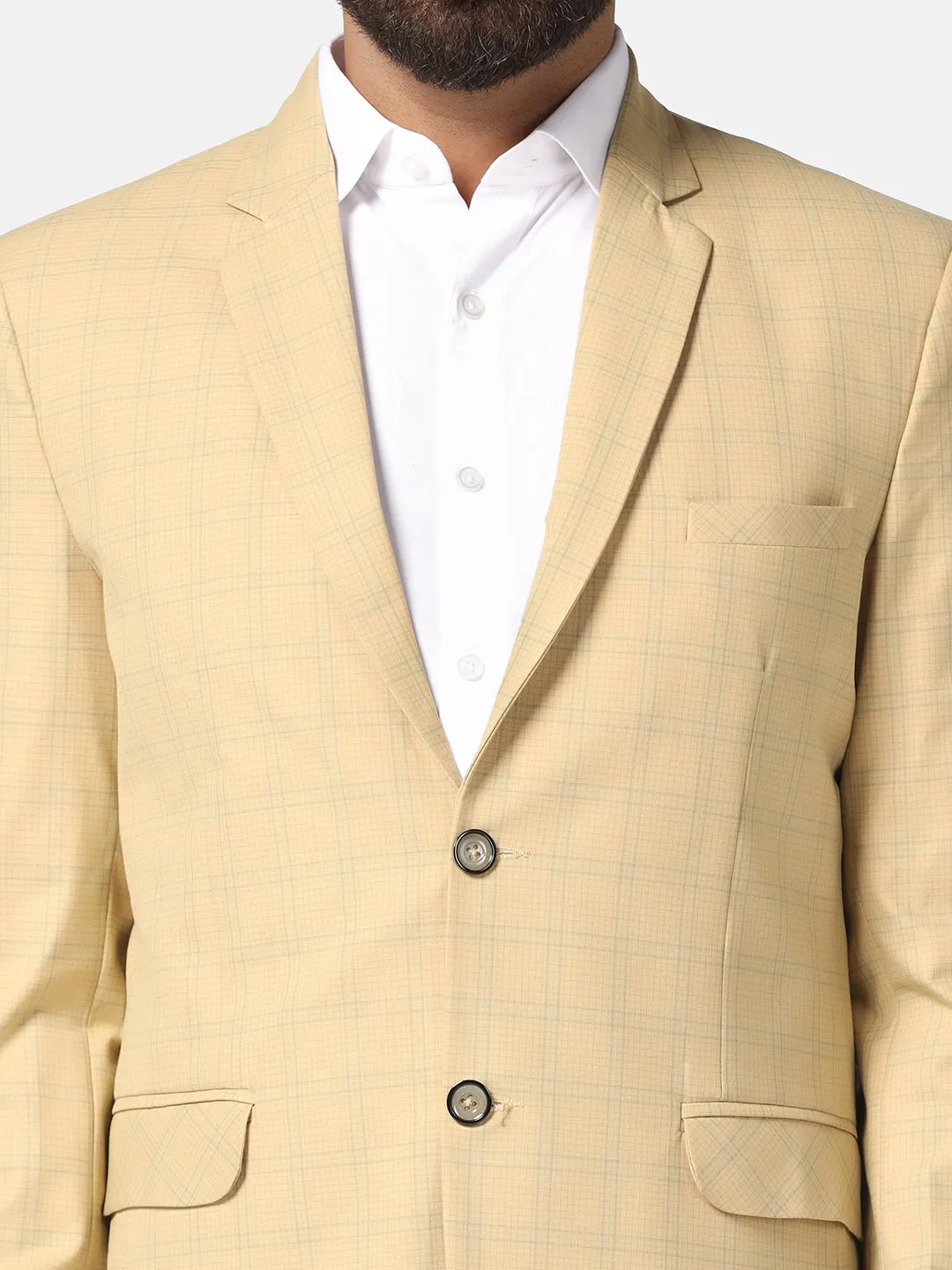 Men Beige Check Blazer