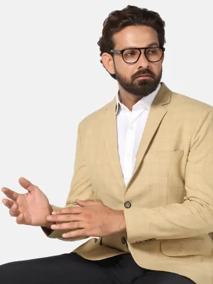 Men Beige Check Blazer