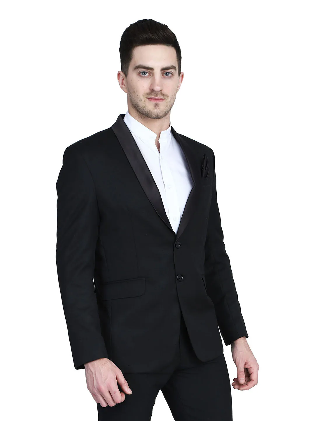 Men Black Tuxedo Blazer With Hanky