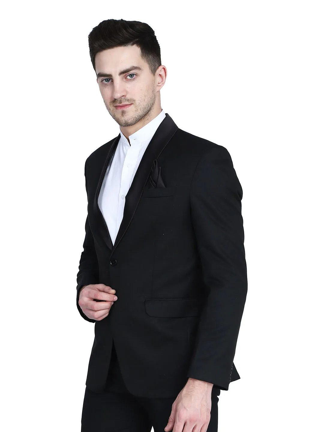 Men Black Tuxedo Blazer With Hanky