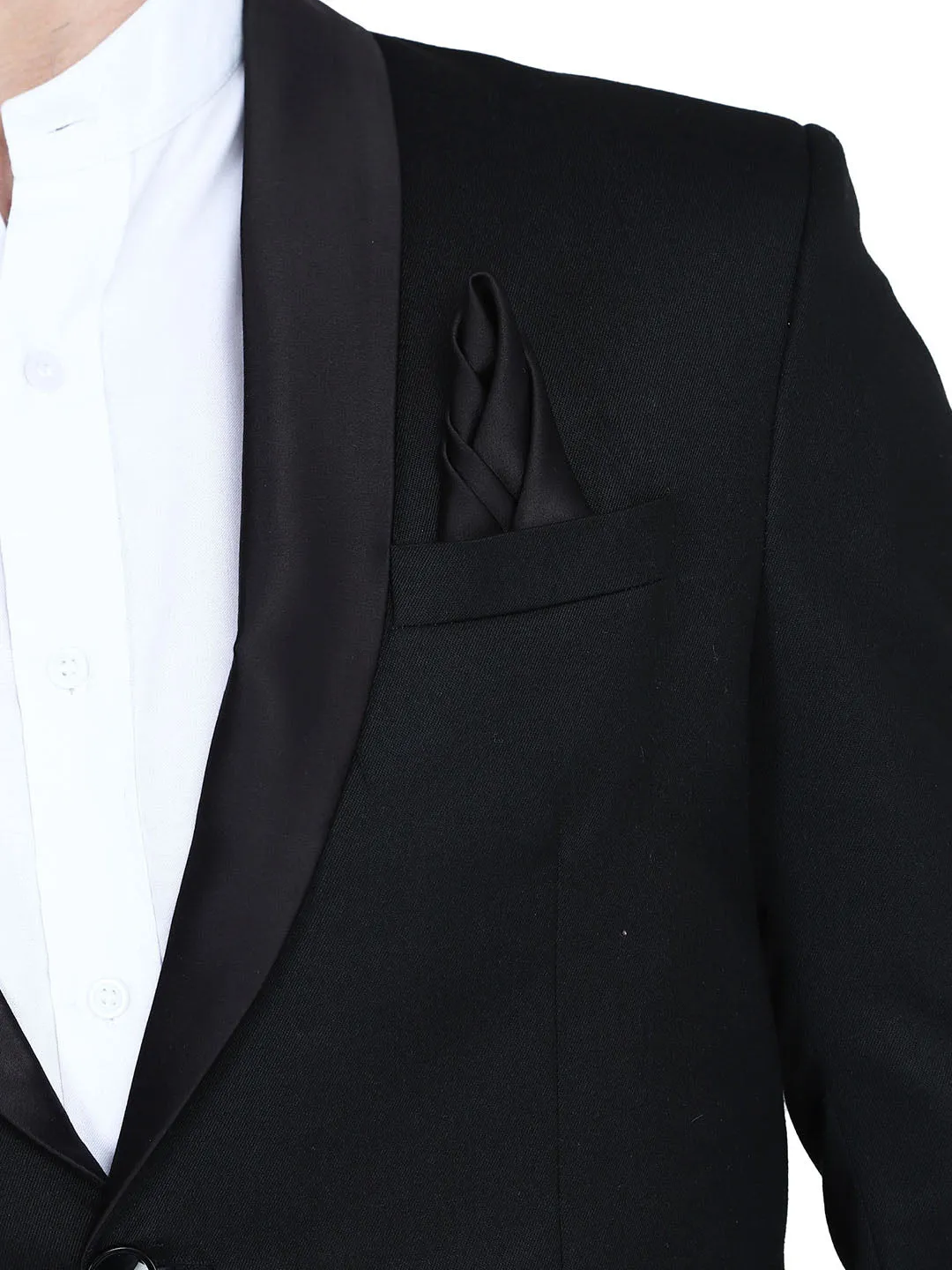 Men Black Tuxedo Blazer With Hanky