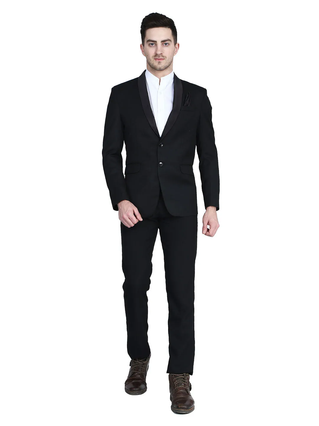 Men Black Tuxedo Blazer With Hanky