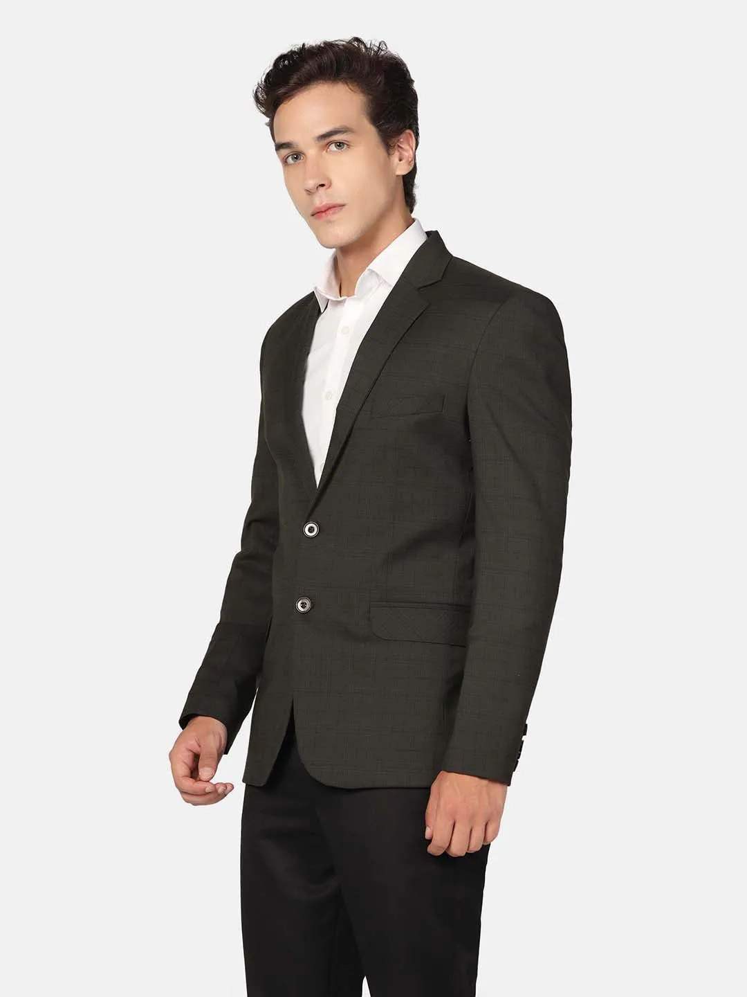 Men Green Check Blazer
