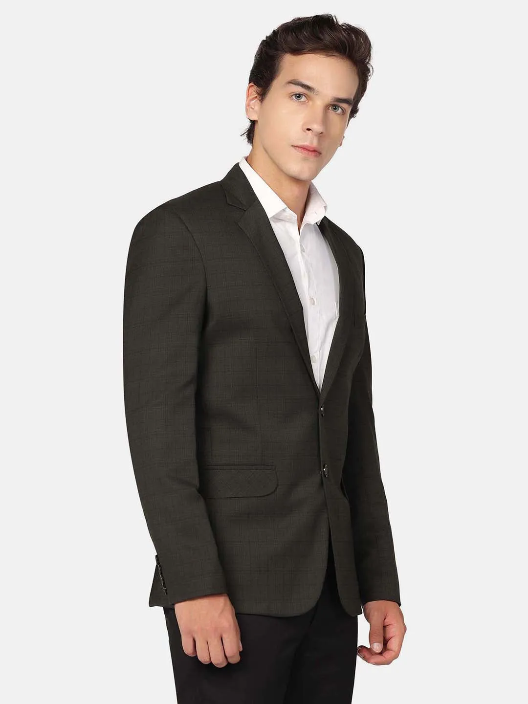 Men Green Check Blazer