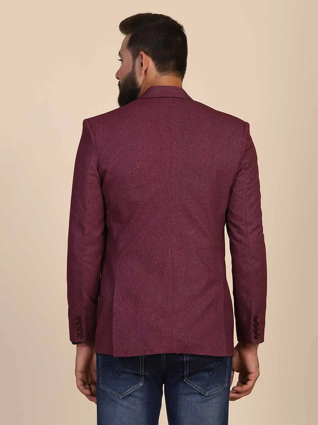 Men Suede Maroon Blazer