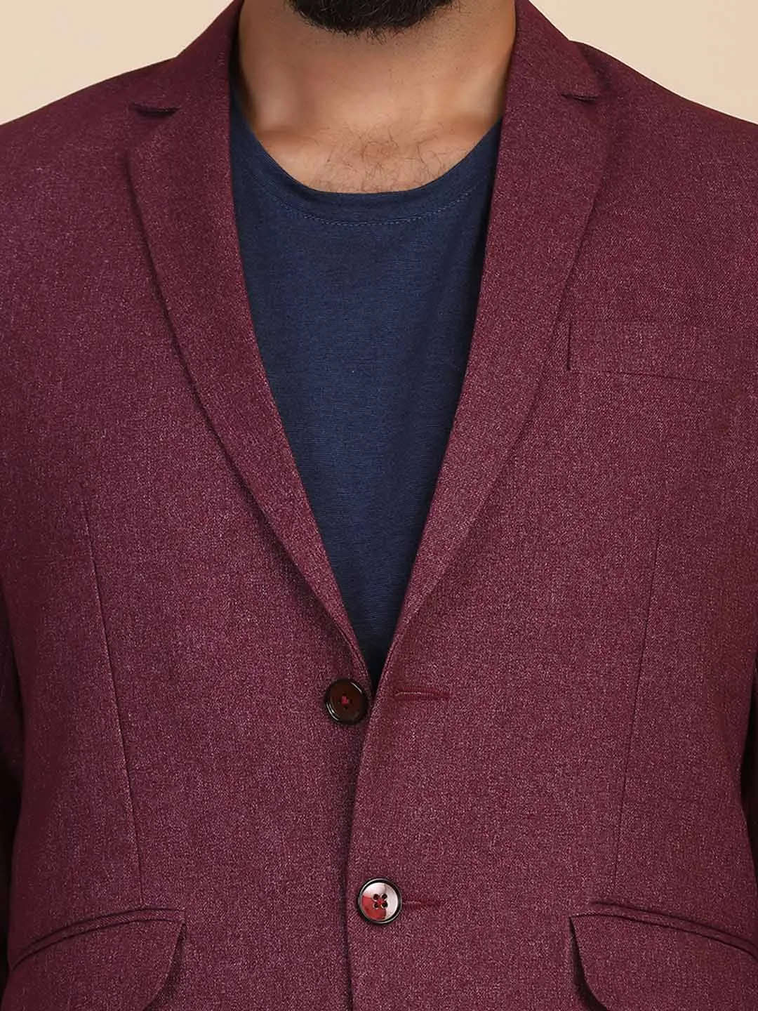 Men Suede Maroon Blazer