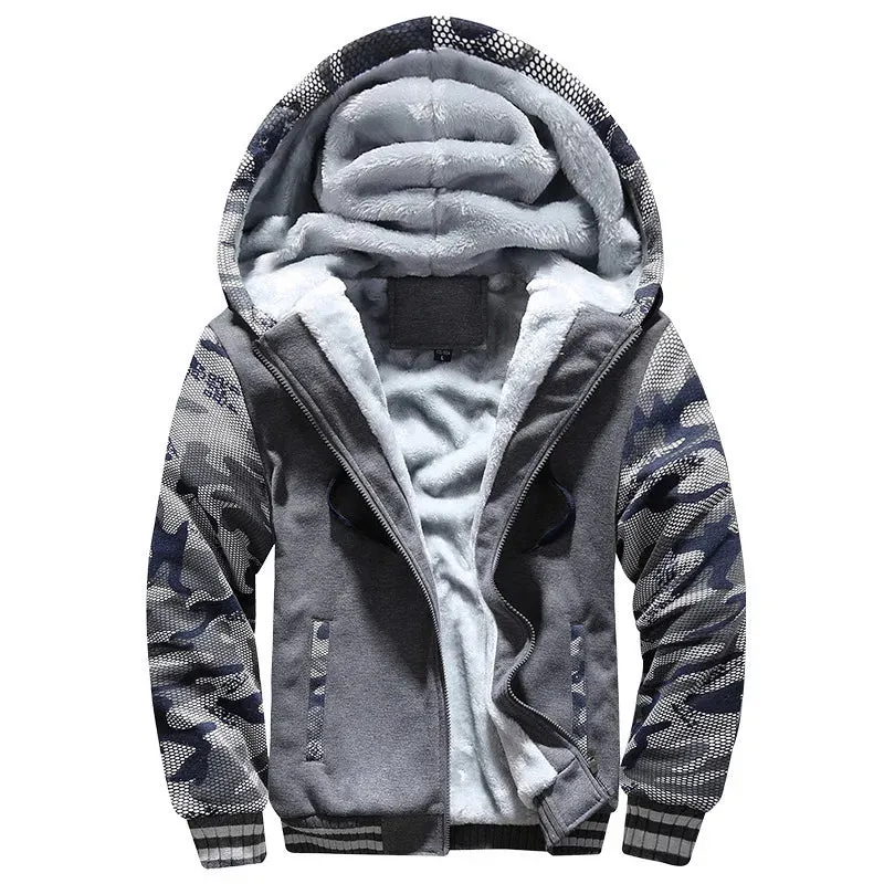 Men's Camouflage Thicken Winter Jacket - Fleece Long Sleeve Coat, Casual Hoodies, Streetwear Men's Coats