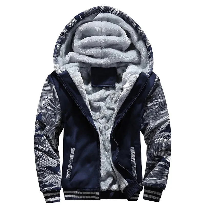 Men's Camouflage Thicken Winter Jacket - Fleece Long Sleeve Coat, Casual Hoodies, Streetwear Men's Coats