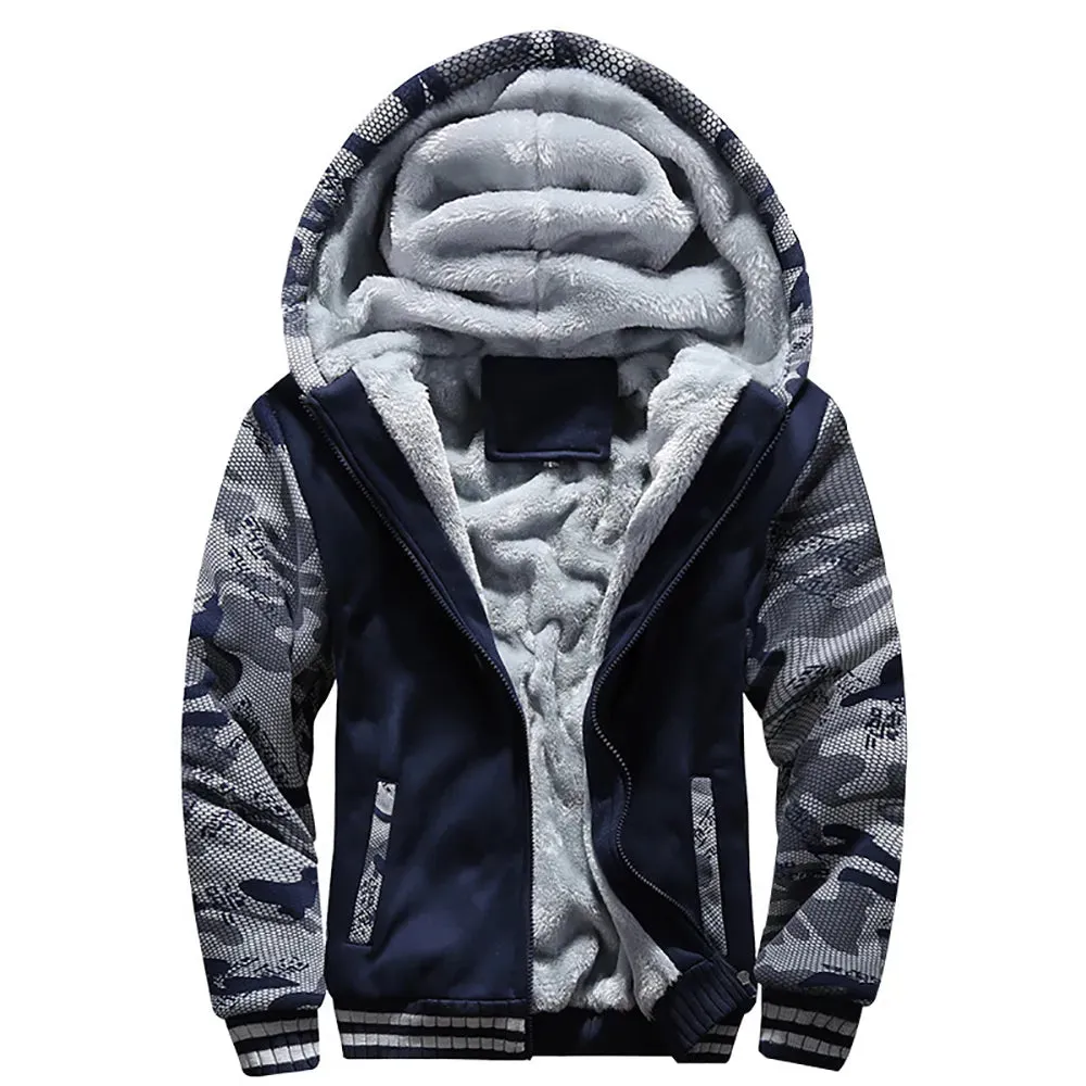 Men's Camouflage Thicken Winter Jacket - Fleece Long Sleeve Coat, Casual Hoodies, Streetwear Men's Coats