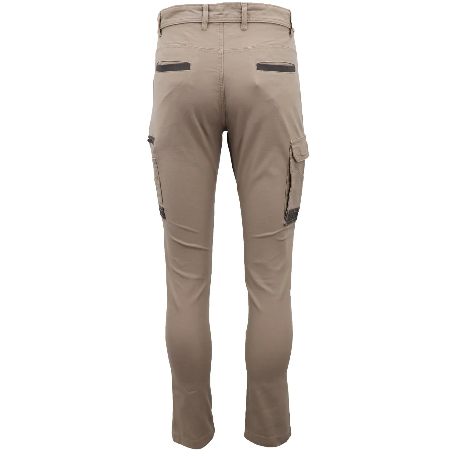 Men's Cotton Drill Cargo Work Pants UPF 50  13 Pockets Tradies Workwear Trousers, Khaki, 38