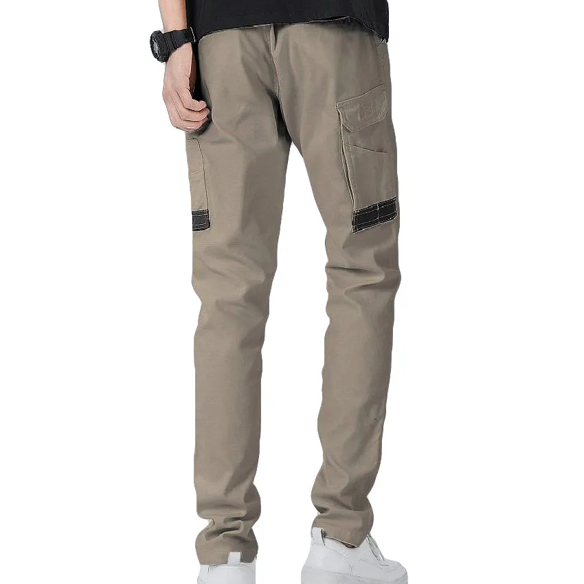 Men's Cotton Drill Cargo Work Pants UPF 50  13 Pockets Tradies Workwear Trousers, Khaki, 38
