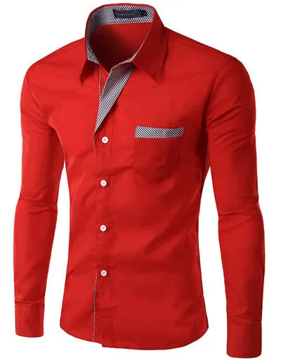 Mens Formal Business Shirts Casual Slim Long Sleeve Dresse Shirts Camisa Masculina Casual Shirts Asian Size M-4XL 8012