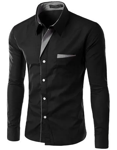 Mens Formal Business Shirts Casual Slim Long Sleeve Dresse Shirts Camisa Masculina Casual Shirts Asian Size M-4XL 8012