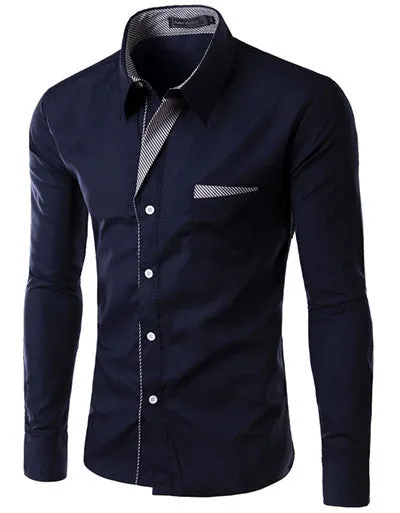 Mens Formal Business Shirts Casual Slim Long Sleeve Dresse Shirts Camisa Masculina Casual Shirts Asian Size M-4XL 8012