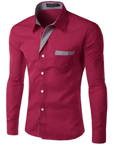 Mens Formal Business Shirts Casual Slim Long Sleeve Dresse Shirts Camisa Masculina Casual Shirts Asian Size M-4XL 8012