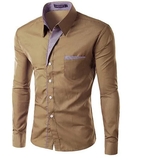 Mens Formal Business Shirts Casual Slim Long Sleeve Dresse Shirts Camisa Masculina Casual Shirts Asian Size M-4XL 8012