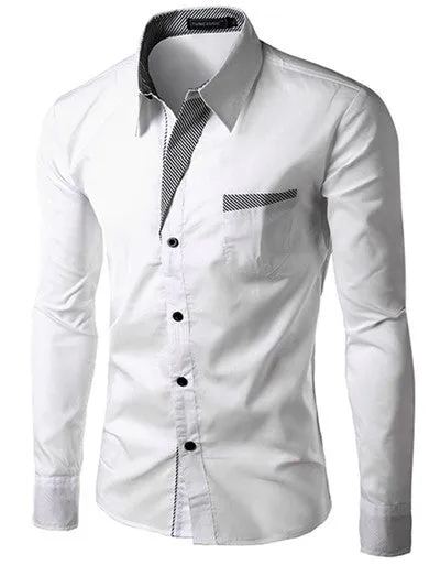 Mens Formal Business Shirts Casual Slim Long Sleeve Dresse Shirts Camisa Masculina Casual Shirts Asian Size M-4XL 8012