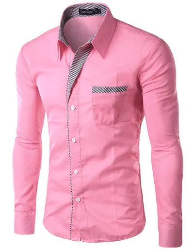 Mens Formal Business Shirts Casual Slim Long Sleeve Dresse Shirts Camisa Masculina Casual Shirts Asian Size M-4XL 8012