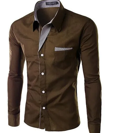 Mens Formal Business Shirts Casual Slim Long Sleeve Dresse Shirts Camisa Masculina Casual Shirts Asian Size M-4XL 8012
