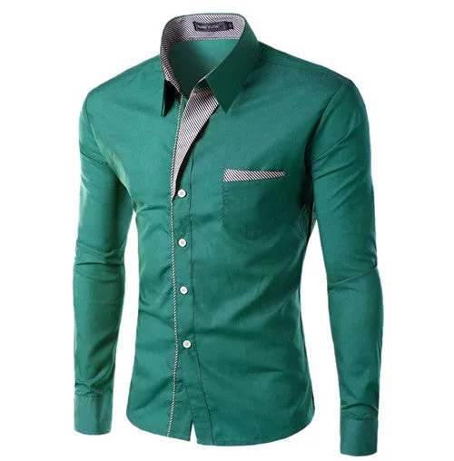 Mens Formal Business Shirts Casual Slim Long Sleeve Dresse Shirts Camisa Masculina Casual Shirts Asian Size M-4XL 8012