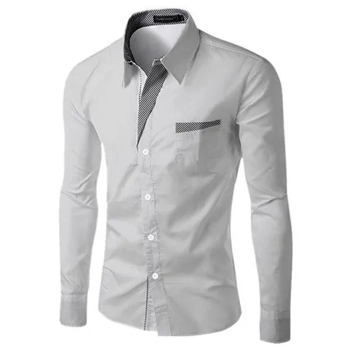 Mens Formal Business Shirts Casual Slim Long Sleeve Dresse Shirts Camisa Masculina Casual Shirts Asian Size M-4XL 8012
