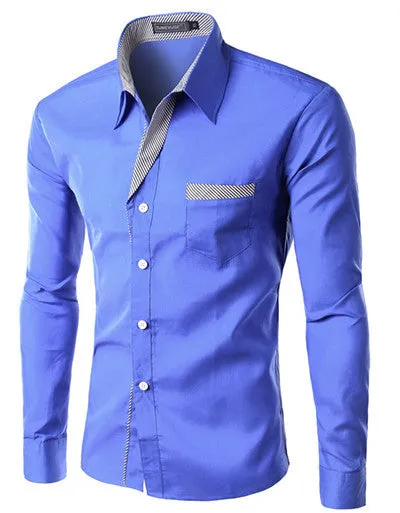Mens Formal Business Shirts Casual Slim Long Sleeve Dresse Shirts Camisa Masculina Casual Shirts Asian Size M-4XL 8012