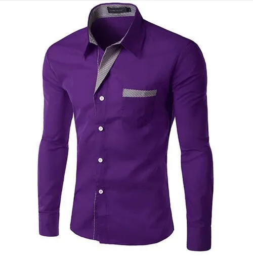 Mens Formal Business Shirts Casual Slim Long Sleeve Dresse Shirts Camisa Masculina Casual Shirts Asian Size M-4XL 8012