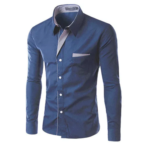 Mens Formal Business Shirts Casual Slim Long Sleeve Dresse Shirts Camisa Masculina Casual Shirts Asian Size M-4XL 8012