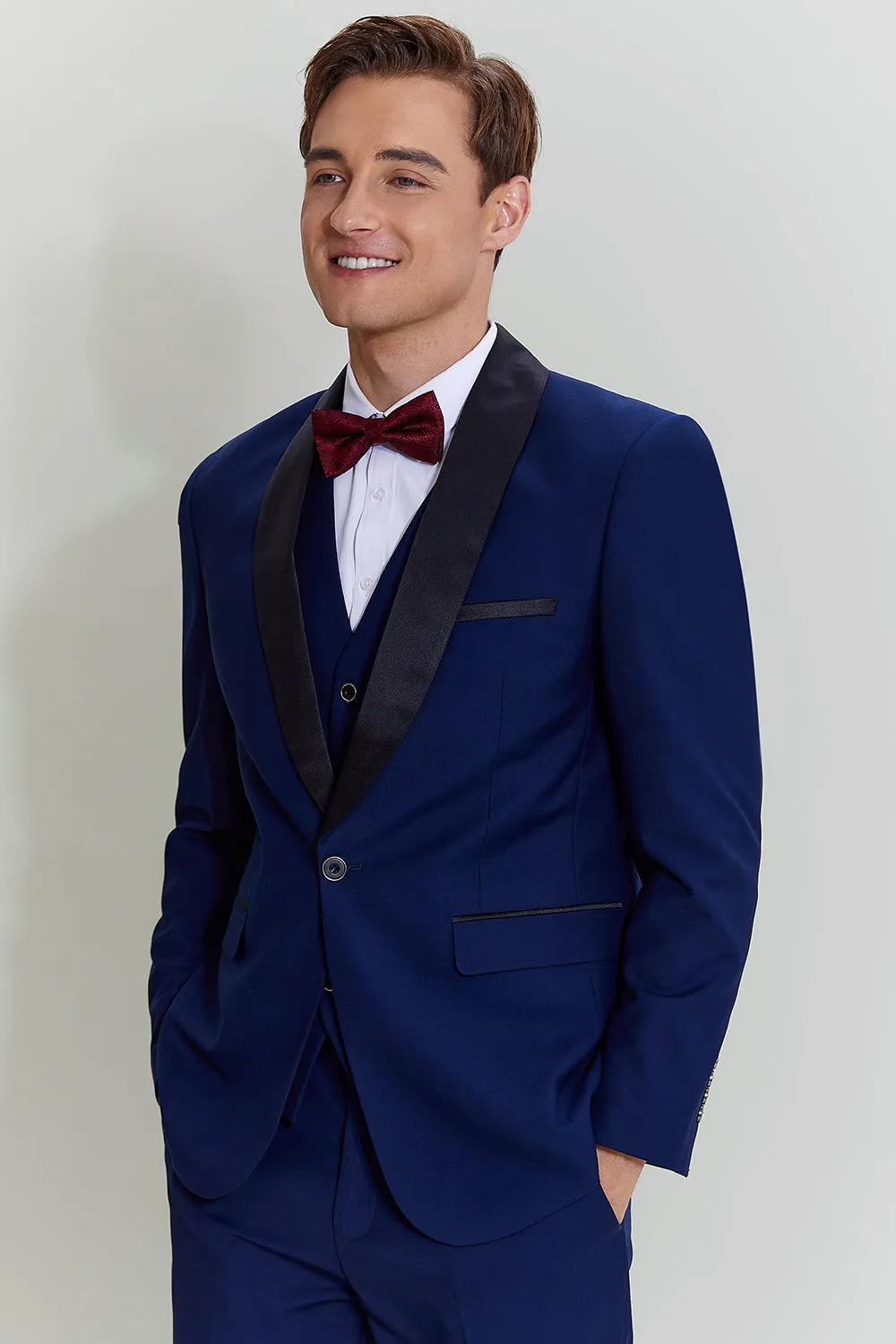 Men's Navy 3-piece One Button Slim Fit Party Suits