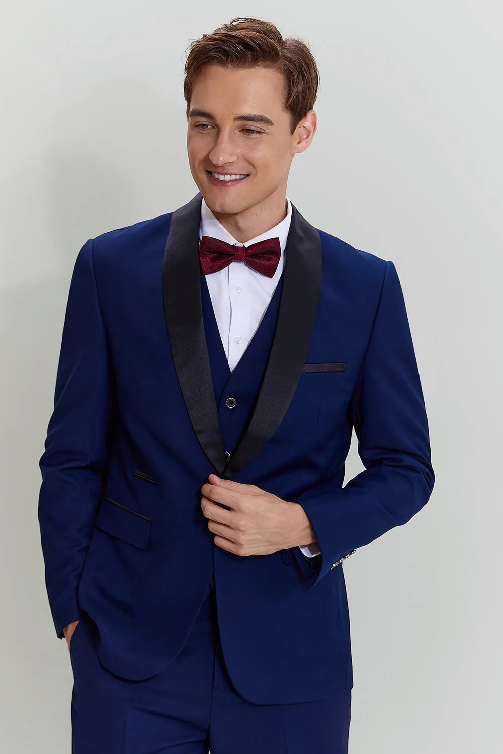 Men's Navy 3-piece One Button Slim Fit Party Suits